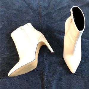 Express faux leather white booties